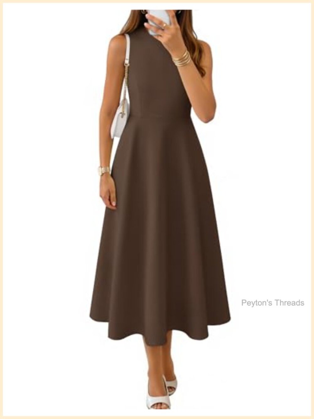 Sleeveless Flowy A-Line Midi Dress Wedding Guest Formal